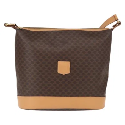 Pre-owned Celine Vintage Macadam Shoulder Bag Canvas And Leather Brown Canvas Shoulder Bag Bag ()