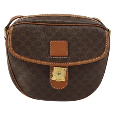 Pre-owned Celine Vintage Macadam Shoulder Bag Canvas And Leather Brown Canvas Shoulder Bag Bag ()