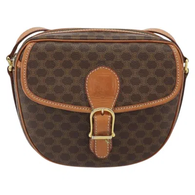 Pre-owned Celine Vintage Macadam Shoulder Bag Canvas And Leather Brown Canvas Shoulder Bag Bag ()