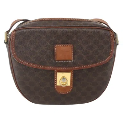 Pre-owned Celine Vintage Macadam Shoulder Bag Canvas And Leather Brown Canvas Shoulder Bag Bag ()