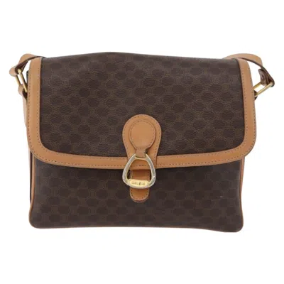 Pre-owned Celine Vintage Macadam Shoulder Bag Canvas And Leather Brown Canvas Shoulder Bag Bag ()