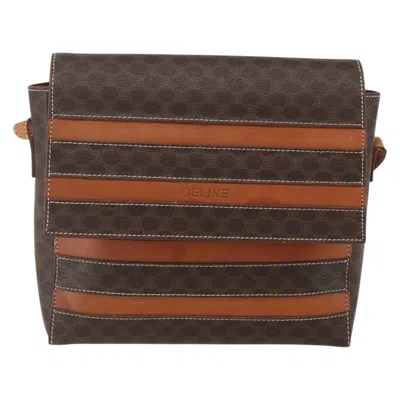Pre-owned Celine Vintage Macadam Shoulder Bag Canvas And Leather Brown Canvas Shoulder Bag Bag ()
