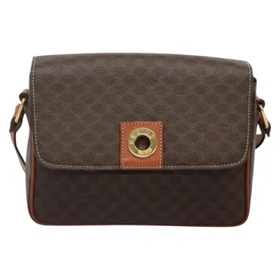Pre-owned Celine Vintage Macadam Shoulder Bag Canvas And Leather Brown Canvas Shoulder Bag Bag ()