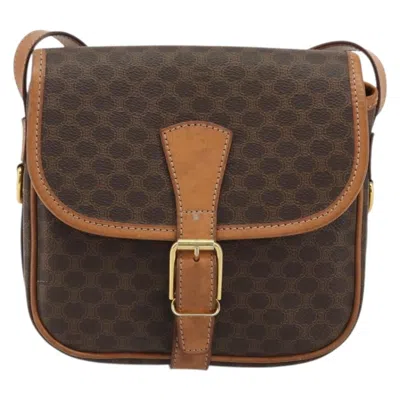 Pre-owned Celine Vintage Macadam Shoulder Bag Canvas And Leather Brown Canvas Shoulder Bag Bag ()