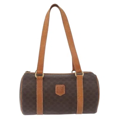 Pre-owned Celine Vintage Macadam Shoulder Bag Canvas And Leather Brown Canvas Shoulder Bag Bag ()