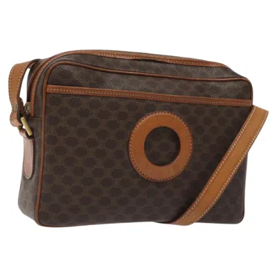 Pre-owned Celine Vintage Macadam Shoulder Bag Canvas And Leather Brown Canvas Shoulder Bag Bag ()