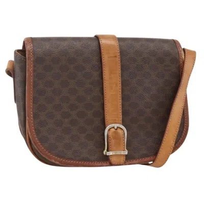 Pre-owned Celine Vintage Macadam Shoulder Bag Canvas And Leather Brown Canvas Shoulder Bag Bag ()