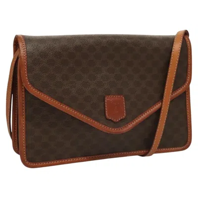 Pre-owned Celine Vintage Macadam Shoulder Bag Canvas And Leather Brown Canvas Shoulder Bag Bag ()