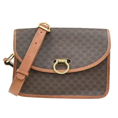 Pre-owned Celine Vintage Macadam Shoulder Bag Canvas And Leather Brown Canvas Shoulder Bag Bag ()