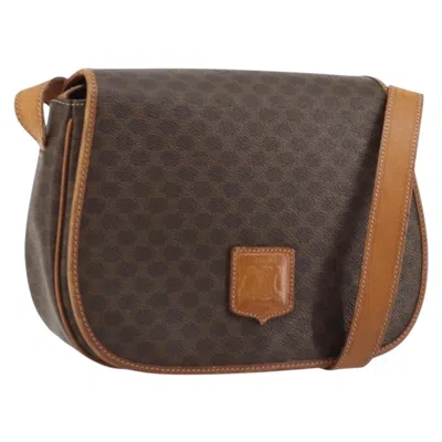 Pre-owned Celine Vintage Macadam Shoulder Bag Canvas And Leather Brown Canvas Shoulder Bag Bag ()
