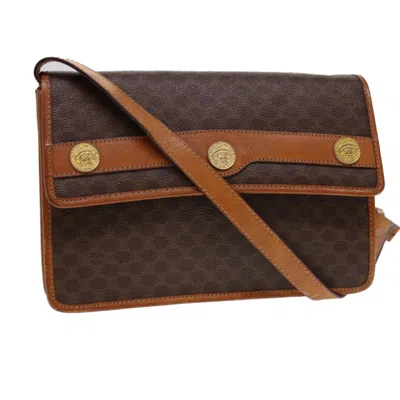 Pre-owned Celine Vintage Macadam Shoulder Bag Canvas And Leather Brown Canvas Shoulder Bag Bag ()
