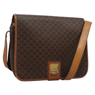 Pre-owned Celine Vintage Macadam Shoulder Bag Canvas And Leather Brown Canvas Shoulder Bag Bag ()