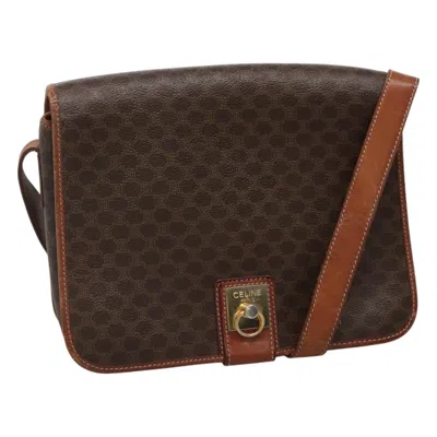 Pre-owned Celine Vintage Macadam Shoulder Bag Canvas And Leather Brown Canvas Shoulder Bag Bag ()