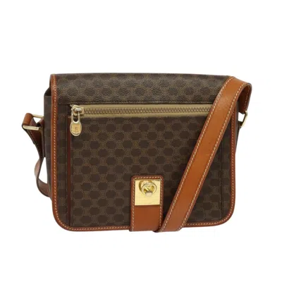 Pre-owned Celine Vintage Macadam Shoulder Bag Canvas And Leather Brown Canvas Shoulder Bag Bag ()