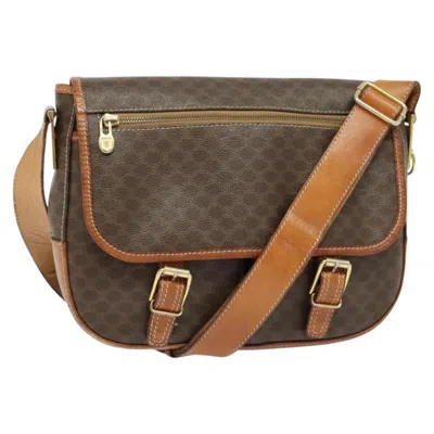 Pre-owned Celine Vintage Macadam Shoulder Bag Canvas And Leather Brown Canvas Shoulder Bag Bag ()