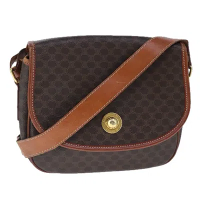 Pre-owned Celine Vintage Macadam Shoulder Bag Canvas And Leather Brown Canvas Shoulder Bag Bag ()