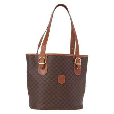 Pre-owned Celine Vintage Macadam Shoulder Bag Canvas And Leather Brown Pvc Shoulder Bag Bag ()