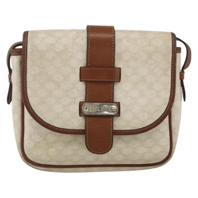 Pre-owned Celine Vintage Macadam Shoulder Bag Canvas And Leather White Canvas Shoulder Bag Bag ()
