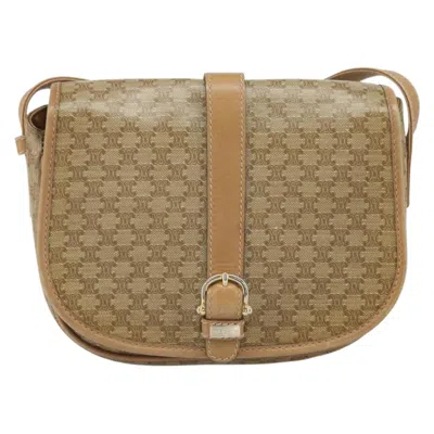 Pre-owned Celine Vintage Macadam Shoulder Bag Canvas Beige Canvas Shoulder Bag Bag () In Sand