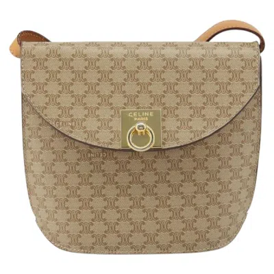 Pre-owned Celine Vintage Macadam Shoulder Bag Canvas Beige Canvas Shoulder Bag Bag () In Sand