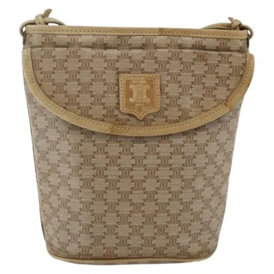 Pre-owned Celine Vintage Macadam Shoulder Bag Canvas Beige Canvas Shoulder Bag Bag () In Sand