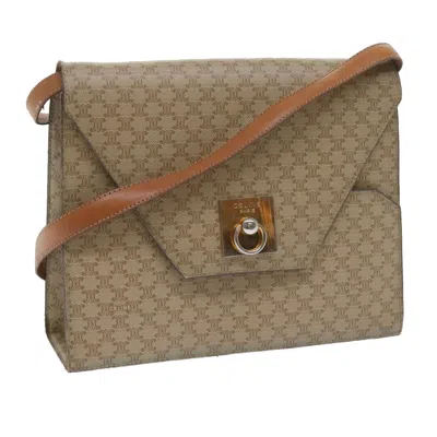 Pre-owned Celine Vintage Macadam Shoulder Bag Canvas Beige Canvas Shoulder Bag Bag () In Sand