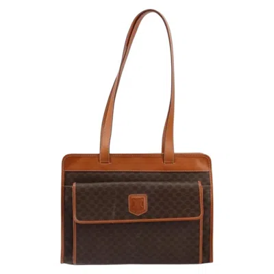 Pre-owned Celine Vintage Macadam Tote Bag Canvas And Leather Brown Canvas Tote Bag Bag ()