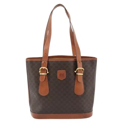 Pre-owned Celine Vintage Macadam Tote Bag Canvas And Leather Brown Canvas Tote Bag Bag ()
