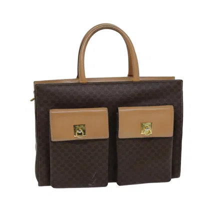 Pre-owned Celine Vintage Macadam Tote Bag Canvas And Leather Brown Canvas Tote Bag Bag ()