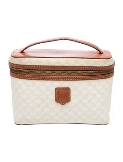 Pre-owned Celine Vintage Macadam Vanity Pouch In Neutral