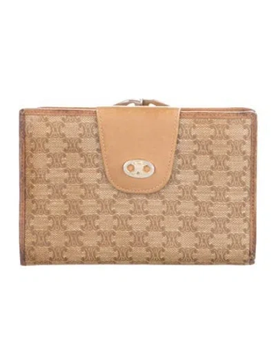 Pre-owned Celine Vintage Macadam Wallet Graphic Print Continental Wallet In Brown