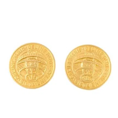 Pre-owned Celine Vintage Medallion Clip On Earrings In Orange