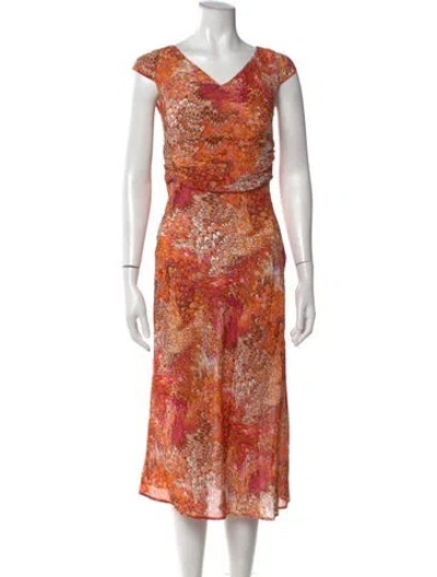 Pre-owned Celine Vintage Midi Length Dress In Orange