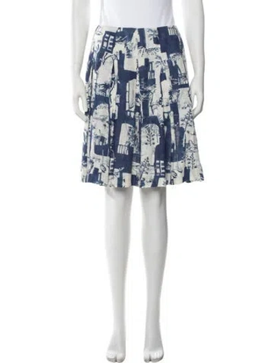 Pre-owned Celine Vintage Midi Length Skirt In Blue/white