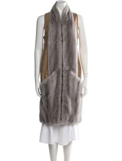 Pre-owned Celine Vintage Mink Fur Coat In Gray