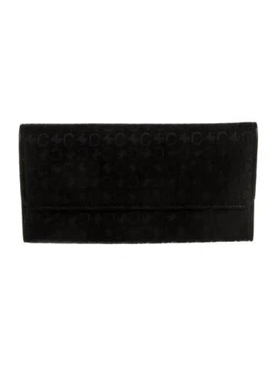 Pre-owned Celine Vintage Monogram Pattern Bifold Wallet In Black