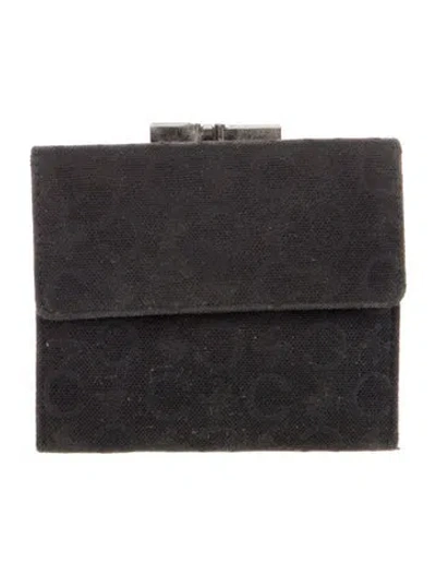 Pre-owned Celine Vintage Monogram Pattern Compact Wallet In Black