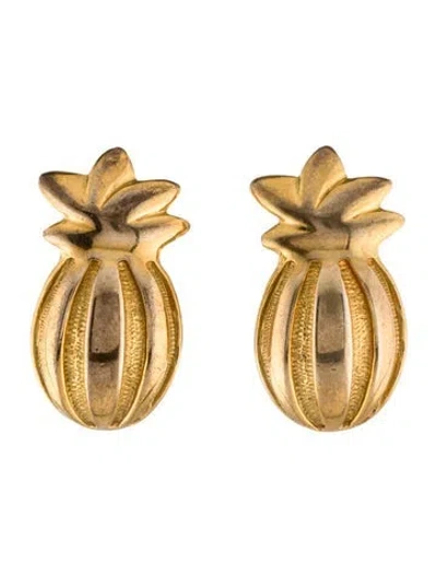 Pre-owned Celine Vintage Pineapple Motif Clip-on Earrings In Multi