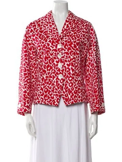Pre-owned Celine Vintage Printed Blazer In Red