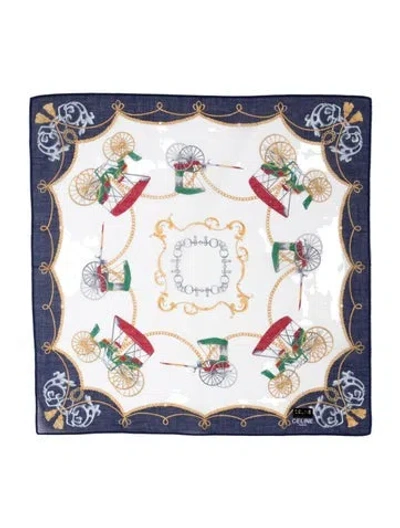 Pre-owned Celine Vintage Printed Scarf In Blue