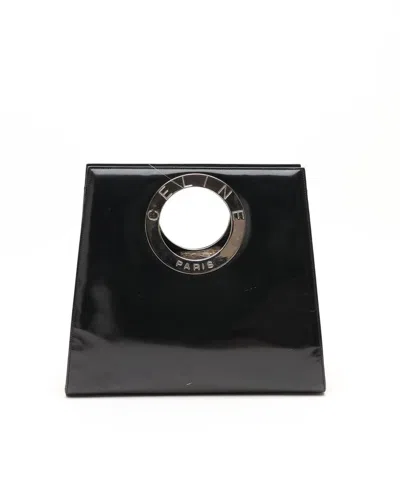 Celine Céline Vintage Round Patent Handbag In Black