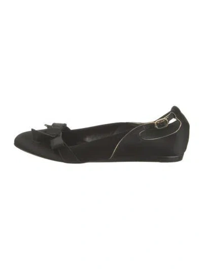 Pre-owned Celine Vintage Satin Flats In Black
