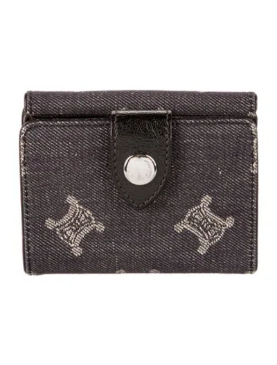 Pre-owned Celine Vintage Signature Logo Card Holder In Black