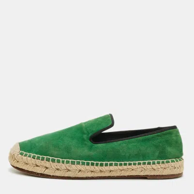Pre-owned Celine Vintage Size 39 Green Suede Espadrille Flats