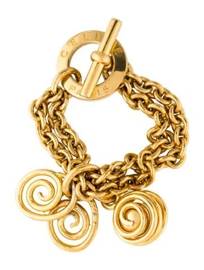 Pre-owned Celine Vintage Spiral Charm Bracelet, 6.75" In Multicolor