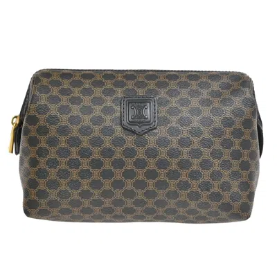 Pre-owned Celine Vintage Toiletry Macadam Coated Canvas Brown Canvas Clutche & Pouche Bag ()