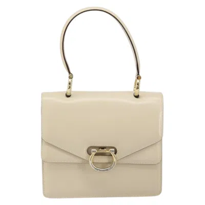 Pre-owned Celine Vintage Top Handle Bag Glazed Leather Ecru Leather Handbag () In Sand