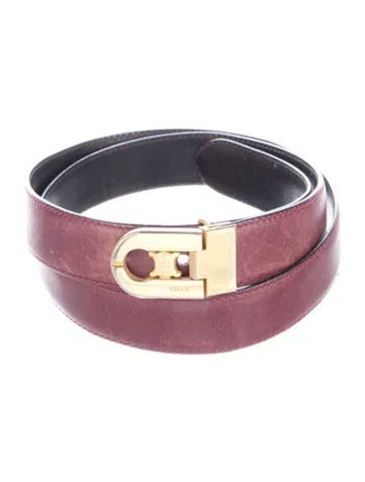 Pre-owned Celine Vintage Triomphe Belt Waist Belt In Burgundy