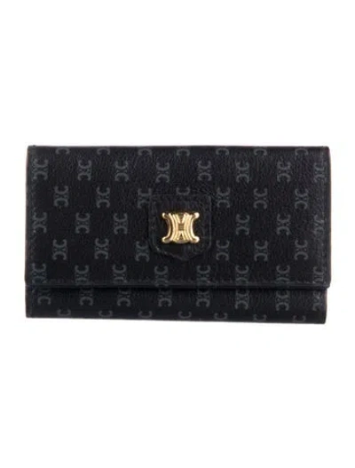 Pre-owned Celine Vintage Triomphe Card Holder In Black
