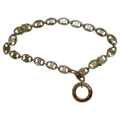 Pre-owned Celine Vintage Triomphe Chain Belt For Women, Adjustable 115 Cm In Brown